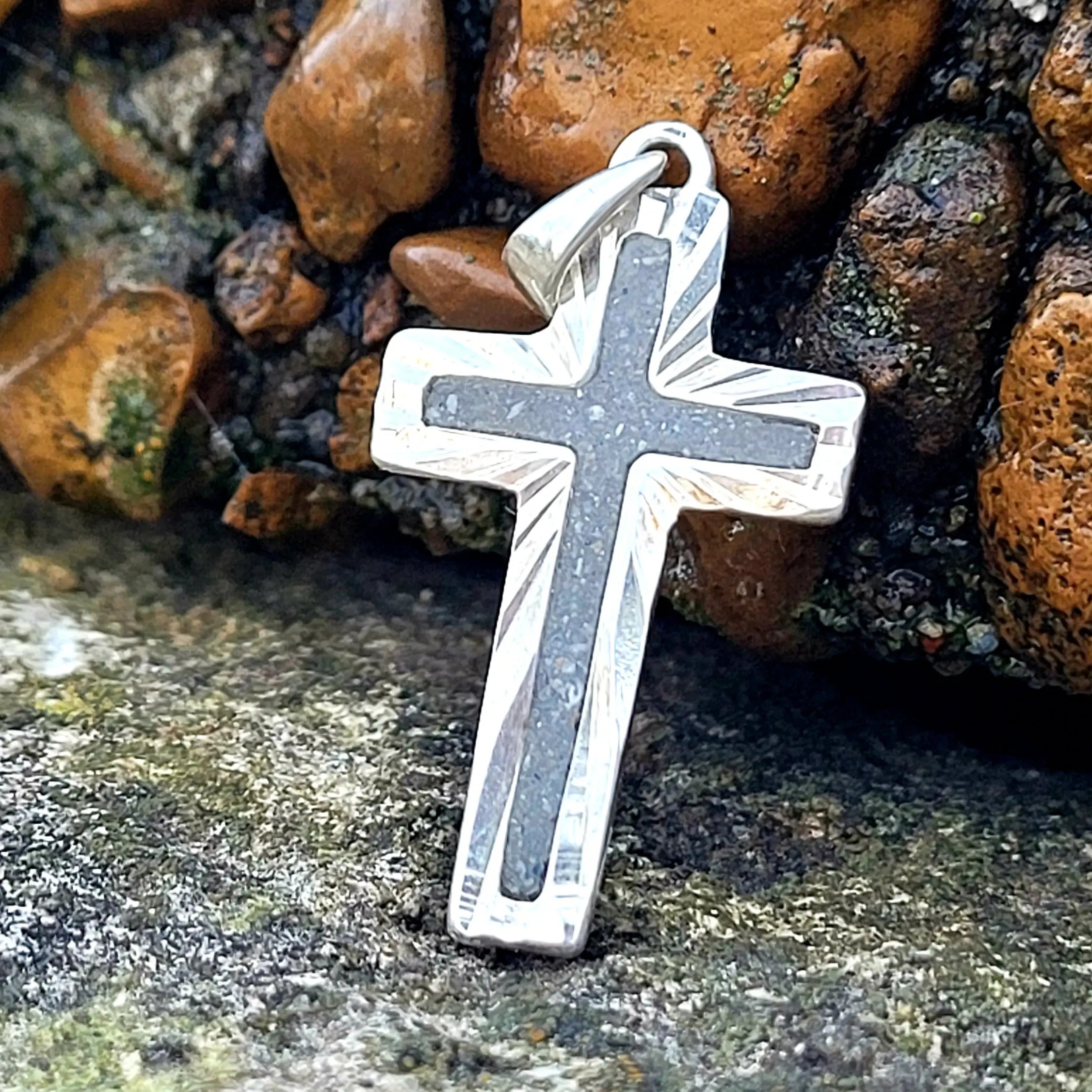 .925 Sterling Silver Cross Pendant by Cotton Street Art Company, handmade jewelry main product photo