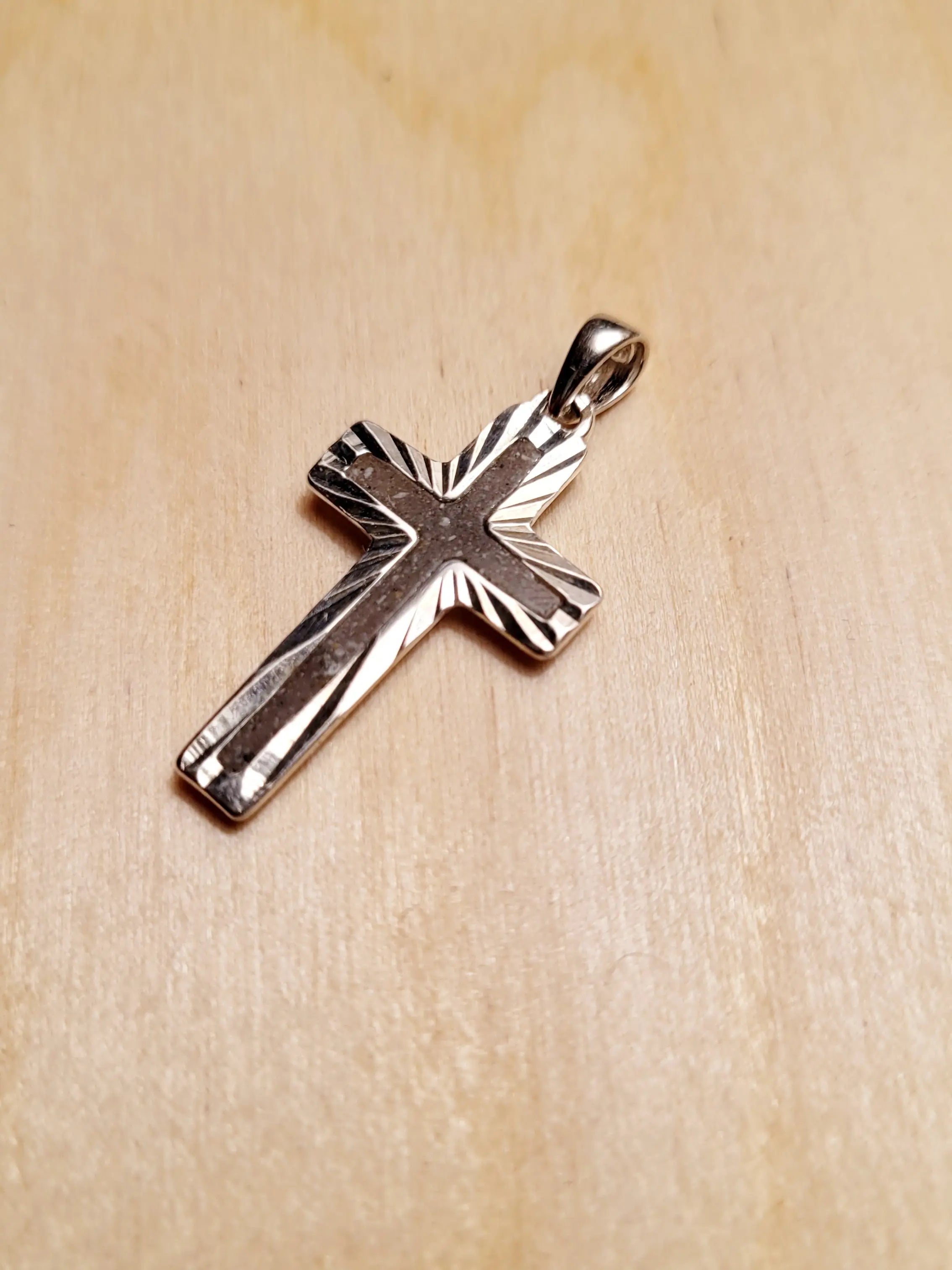 .925 Sterling Silver Cross Pendant by Cotton Street Art Company, handmade jewelry detail photo 2
