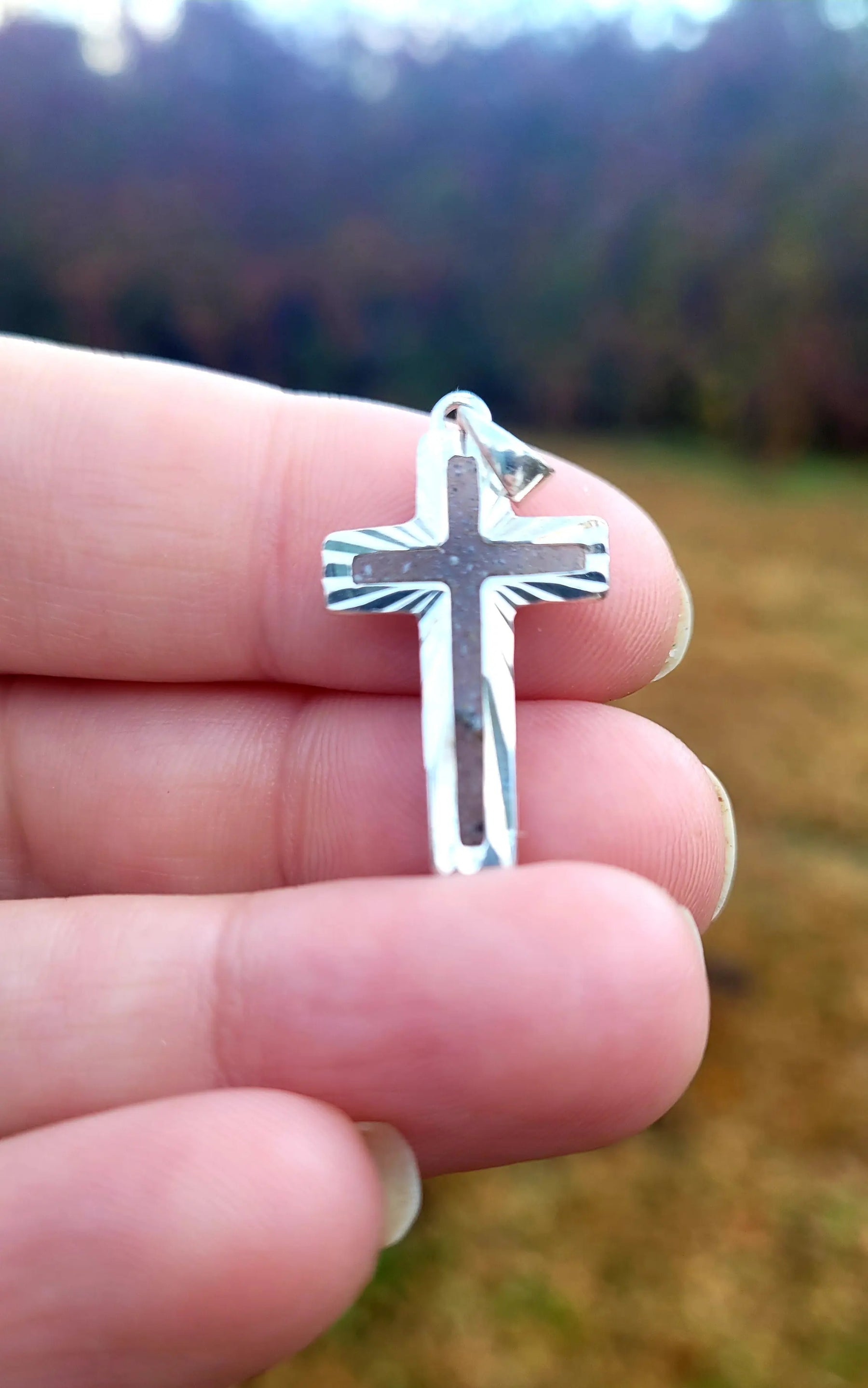 .925 Sterling Silver Cross Pendant by Cotton Street Art Company, handmade jewelry detail photo 3