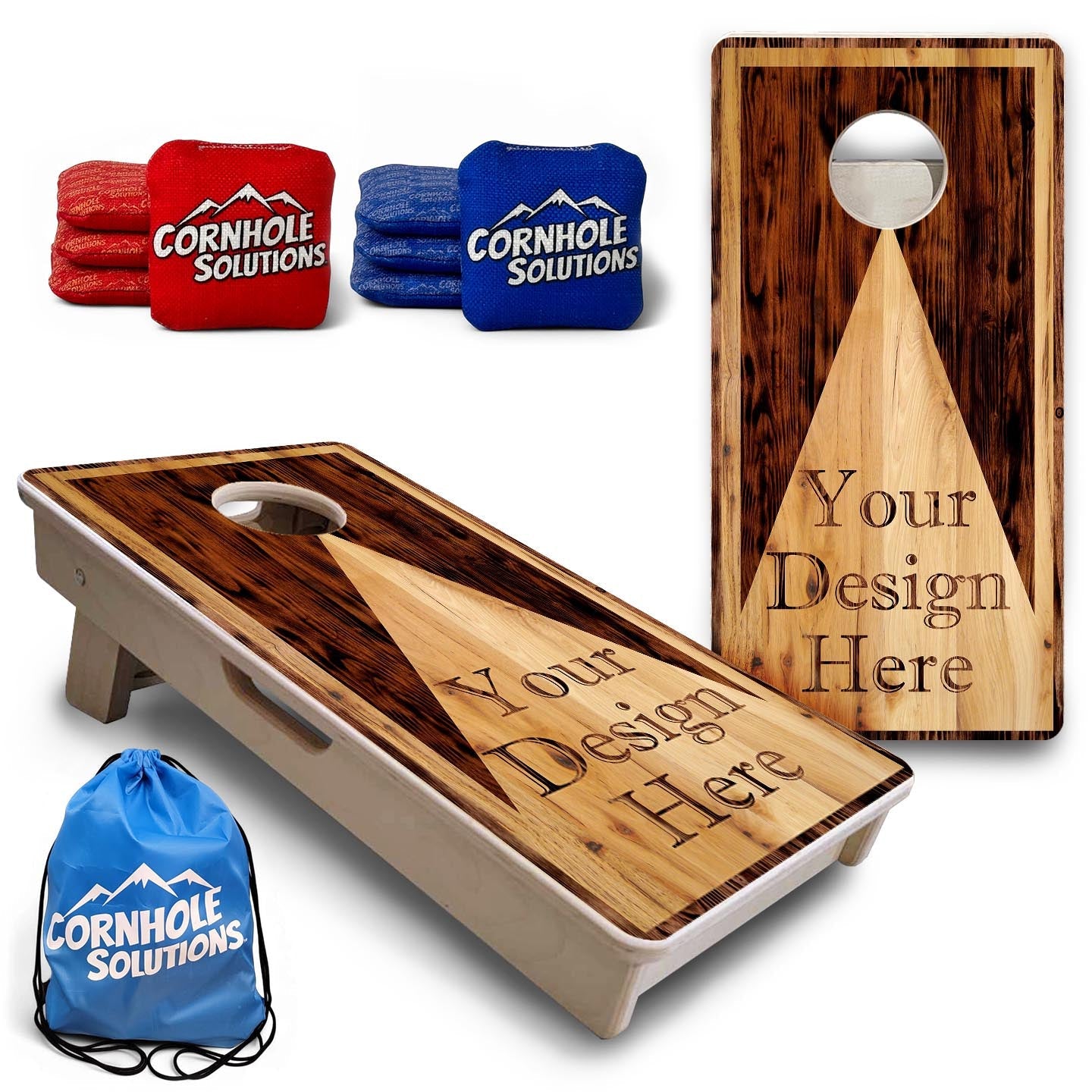 Custom Wooden Triangle - Mini or Vacation Size Cornhole Boards (Your Design Here) Cornhole Solutions