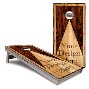 Complete Tournament Cornhole Bundle - Boards, Bags & Carrying Case - Custom Wood Triangle Logo