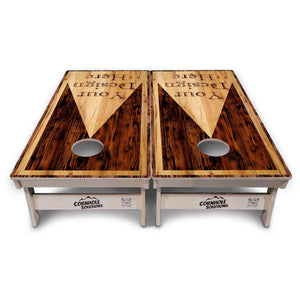 Complete Tournament Cornhole Bundle - Boards, Bags & Carrying Case - Custom Wood Triangle Logo