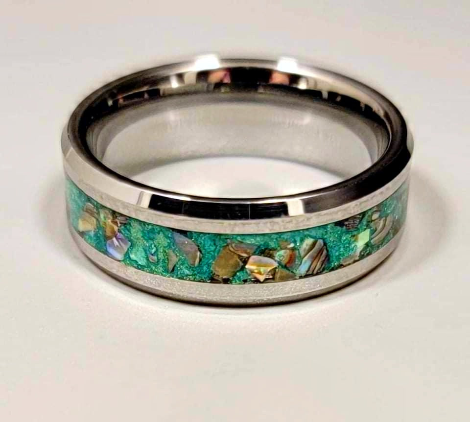 The Abalone & Ashes Memorial Ring by Cotton Street Art Company, handmade jewelry detail photo 2