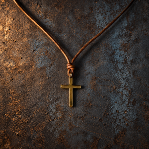 FAITH Classic Cross Necklace - Bronze on Leather Cord
