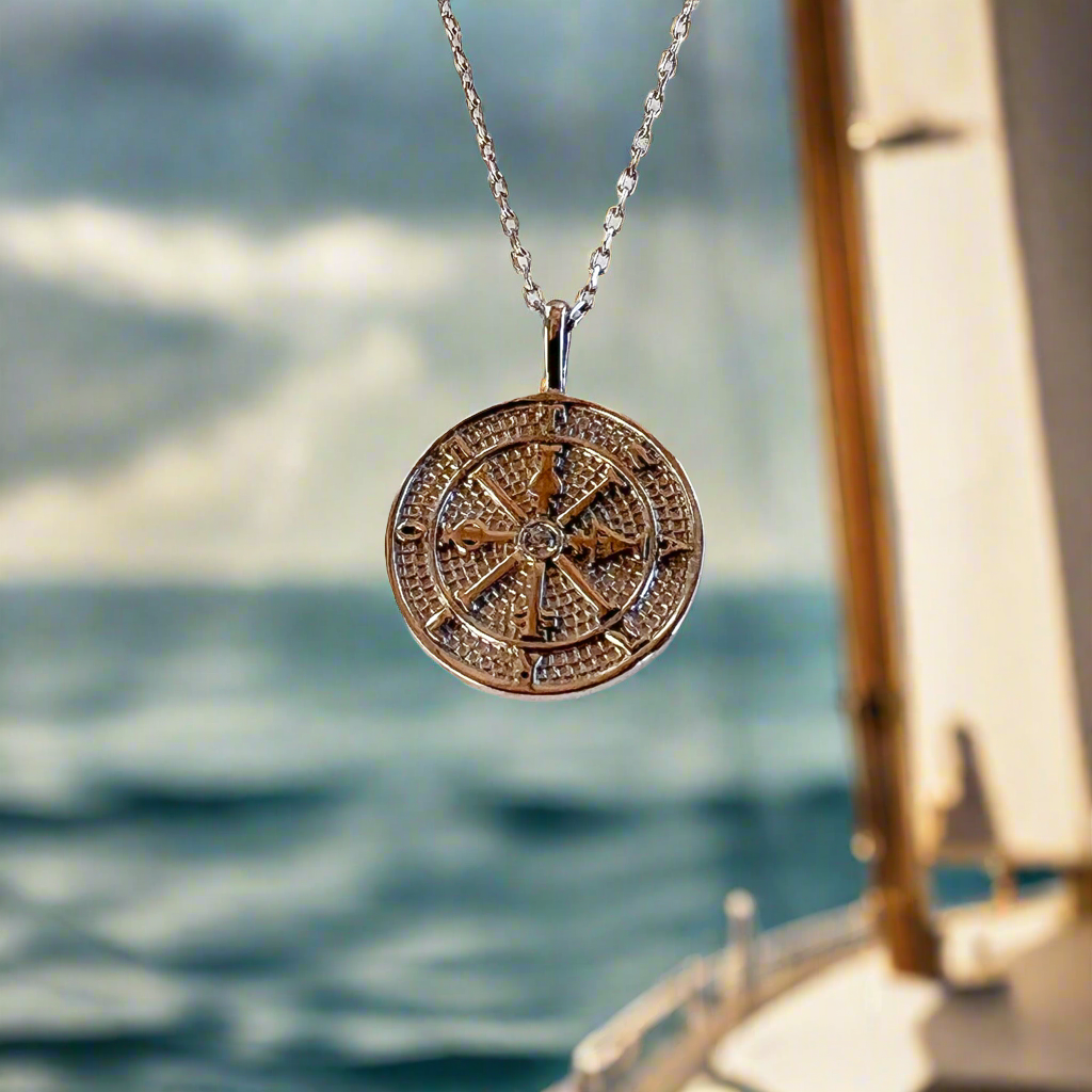 Compass Coin Necklace | Sterling Silver by Ke Bella, additional product image 6