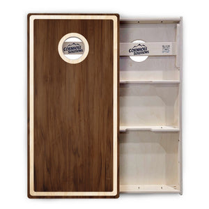 Dark Wood Natural Border Cornhole Boards – Tournament Series