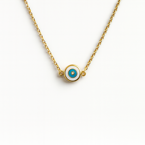 Delilah Evil Eye Necklace | White | Gold Vermeil by Ke Bella, additional product image 2
