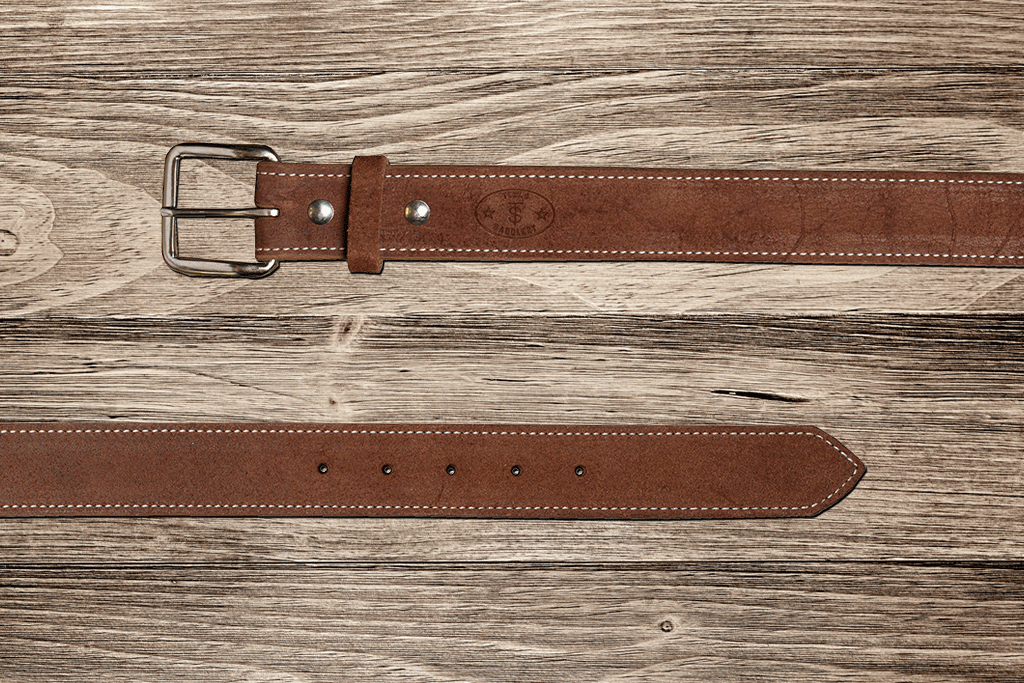 Brown Rough Out Belt 48 by Texas Saddlery, handmade leather goods main product photo