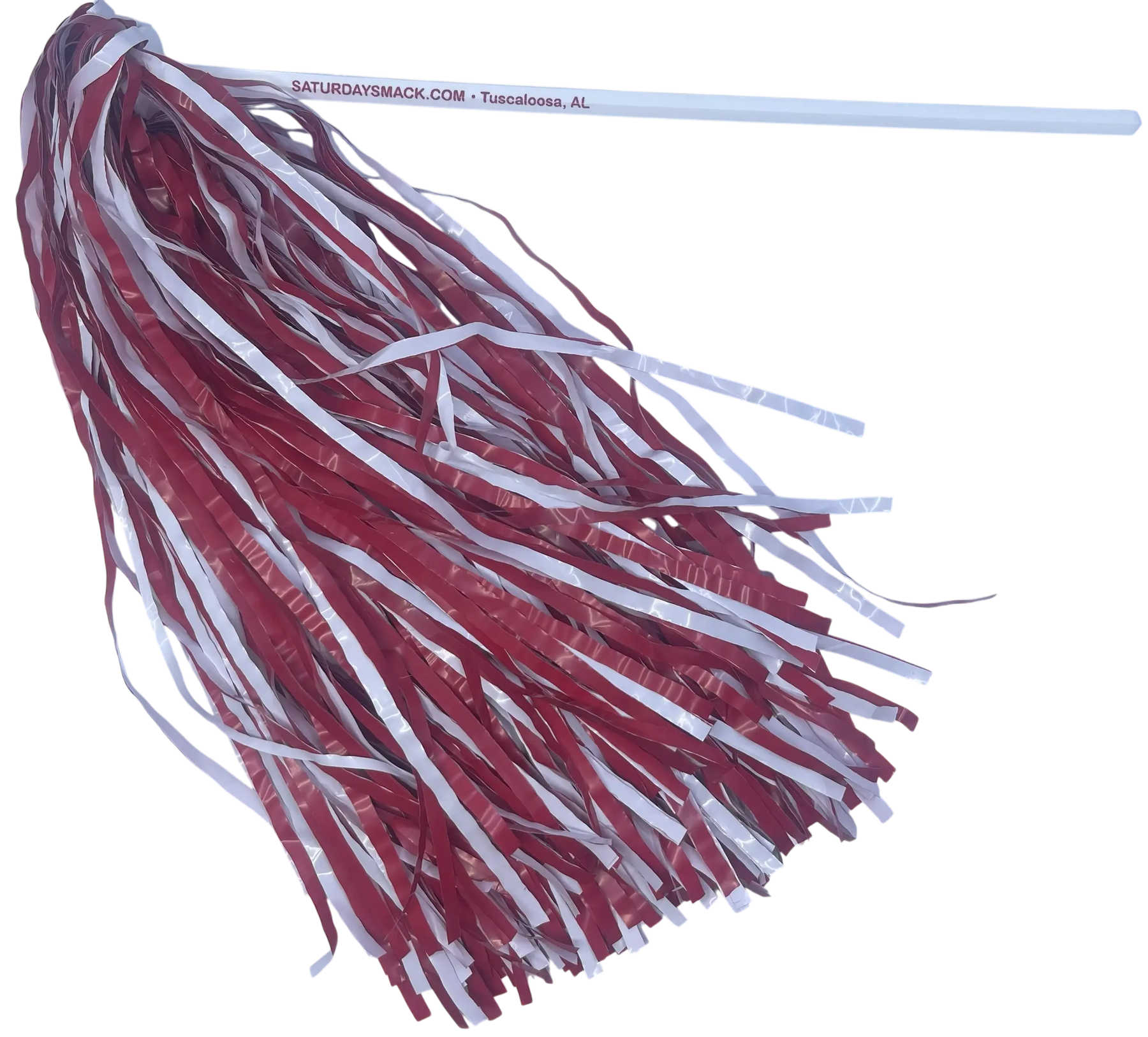 10 count crimson and white pom-pom shakers for Alabama fans