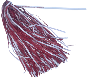 10 count crimson and white pom-pom shakers for Alabama fans