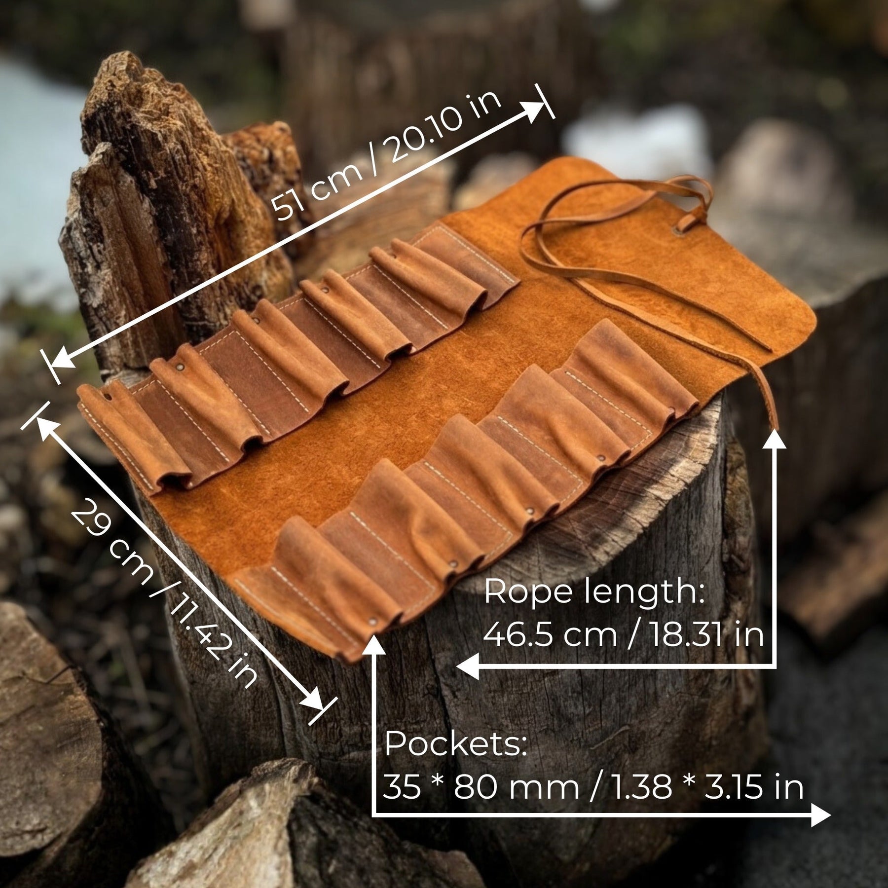 10 Pocket Leather Tool Roll