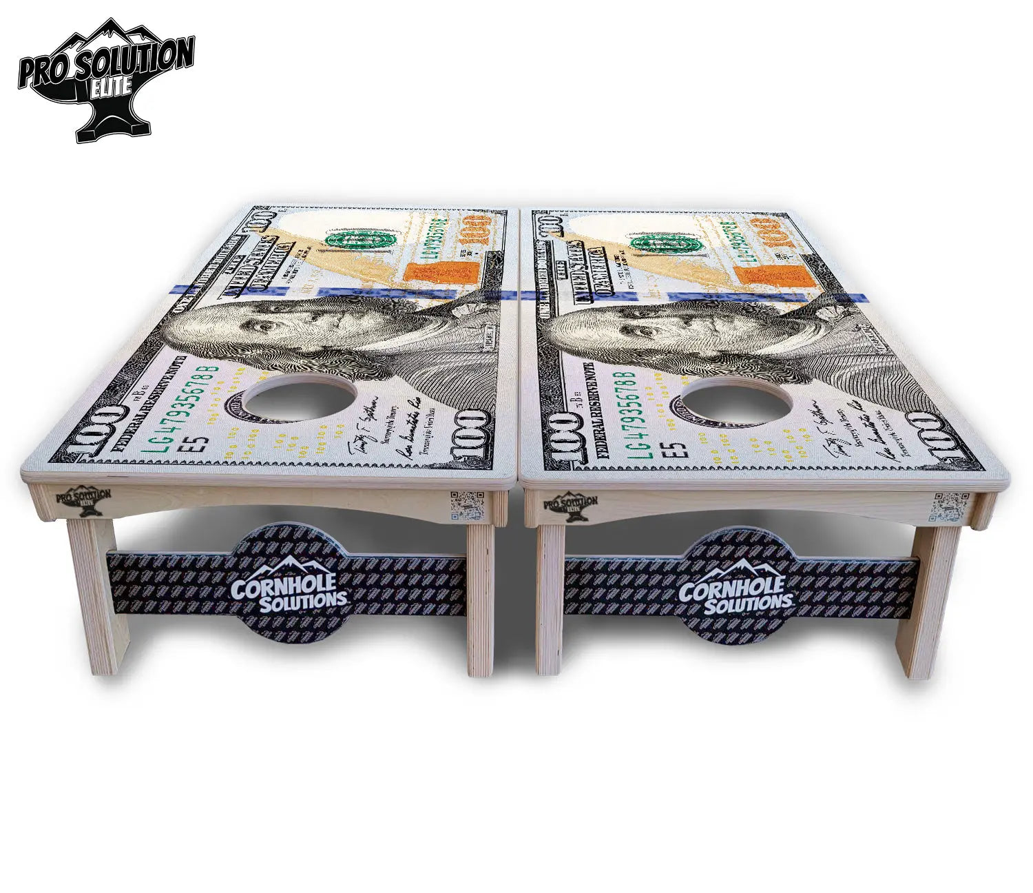 $100 Bill Cornhole Boards - Pro Solution Elite Series by Cornhole Solutions, custom cornhole board detail photo 3