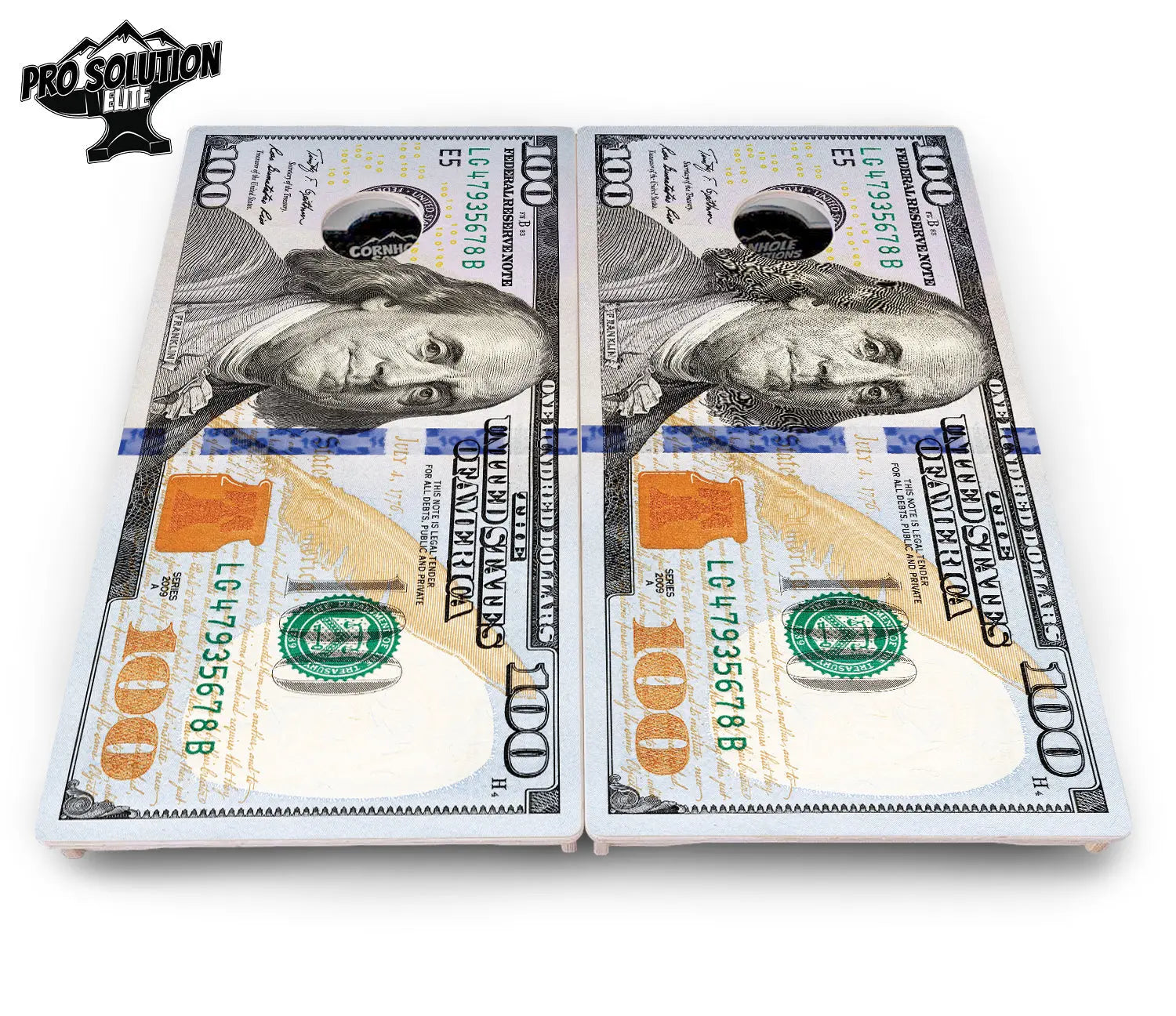 $100 Bill Cornhole Boards - Pro Solution Elite Series by Cornhole Solutions, custom cornhole board detail photo 4