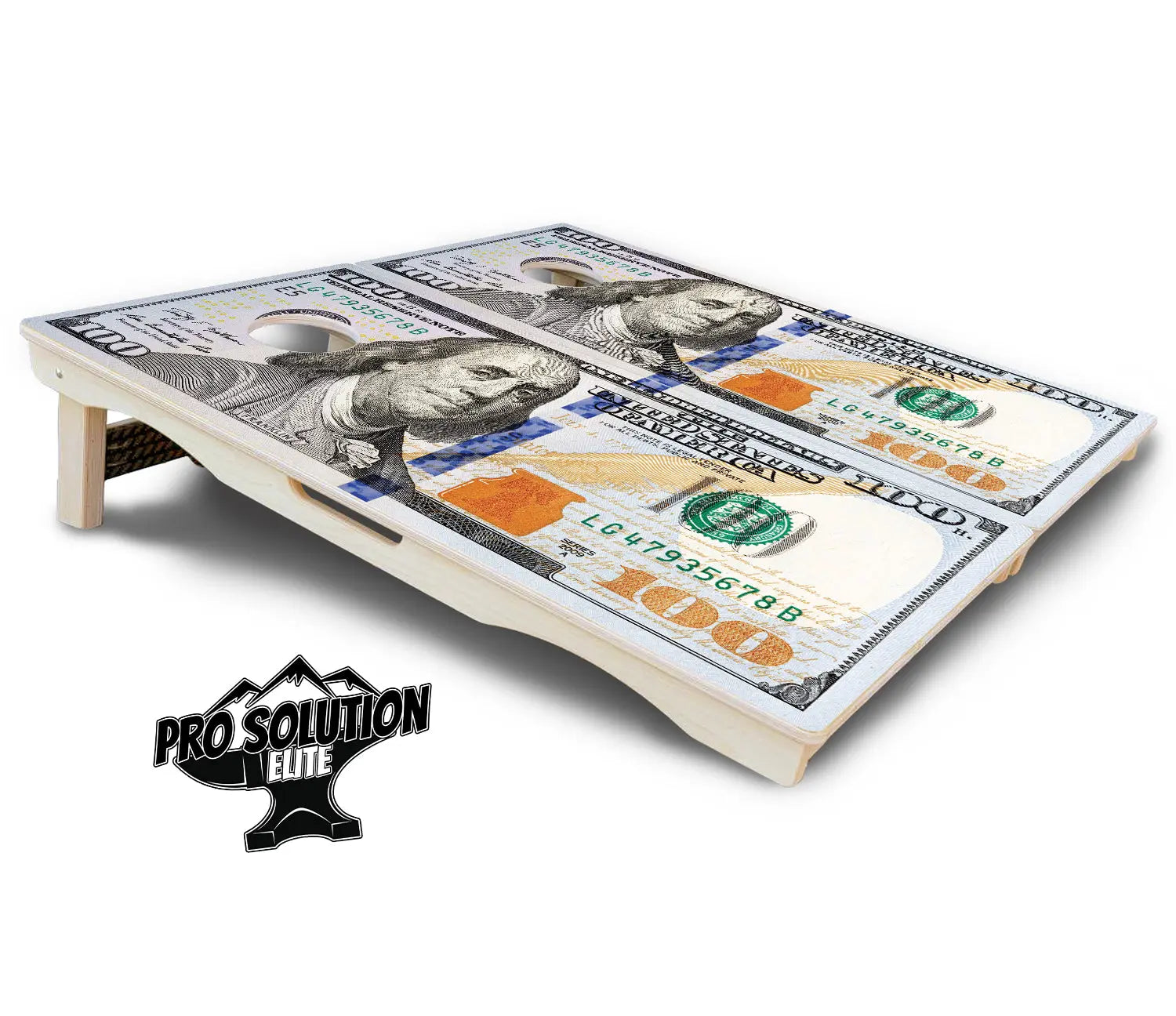 $100 Bill Cornhole Boards - Pro Solution Elite Series by Cornhole Solutions, custom cornhole board detail photo 5