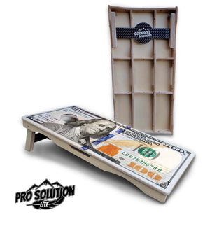 $100 Bill Cornhole Boards - Pro Solution Lite Series by Cornhole Solutions, custom cornhole board main product photo