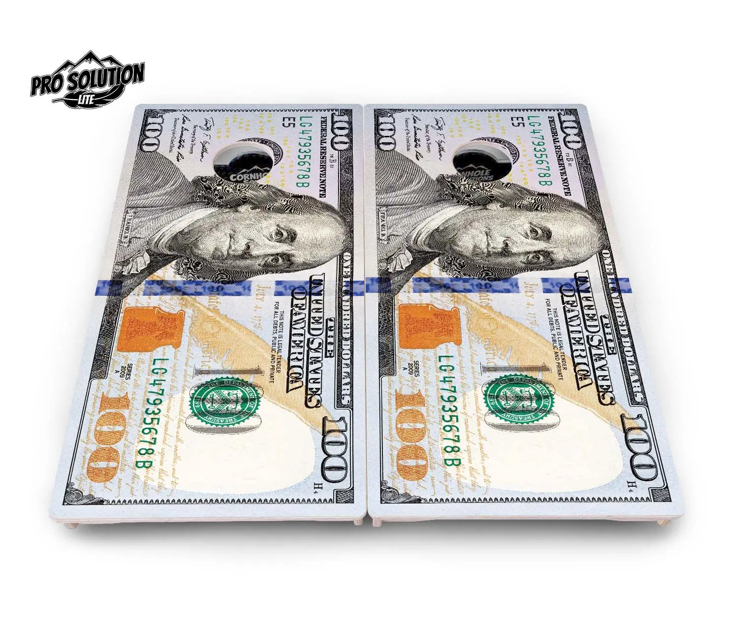 $100 Bill Cornhole Boards - Pro Solution Lite Series by Cornhole Solutions, custom cornhole board detail photo 4