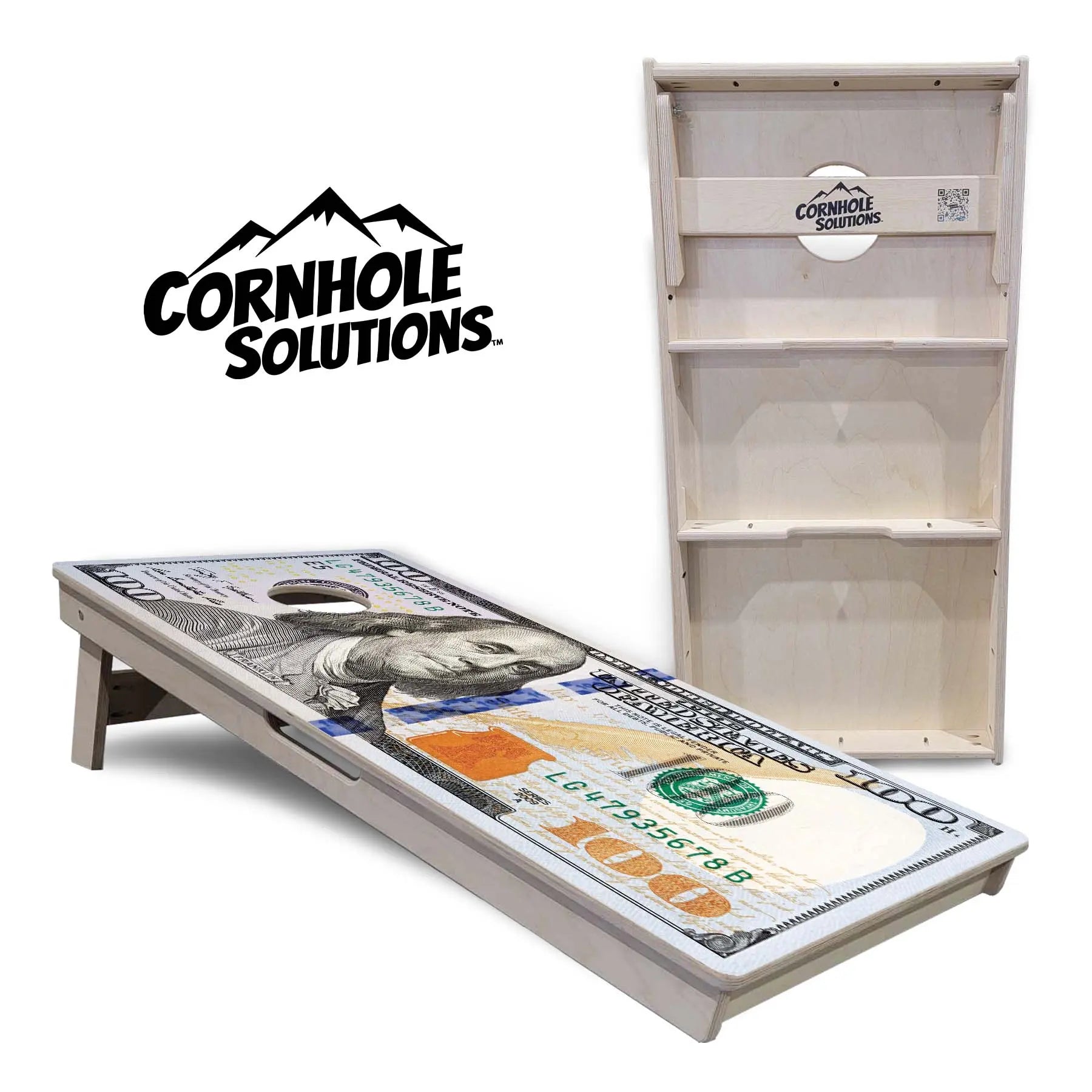 $100 Bill Cornhole Boards - Professional Tournament Series by Cornhole Solutions, custom cornhole board detail photo 4