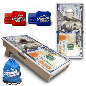 $100 Bill - Mini or Vacation Size Cornhole Boards by Cornhole Solutions, custom cornhole board main product photo