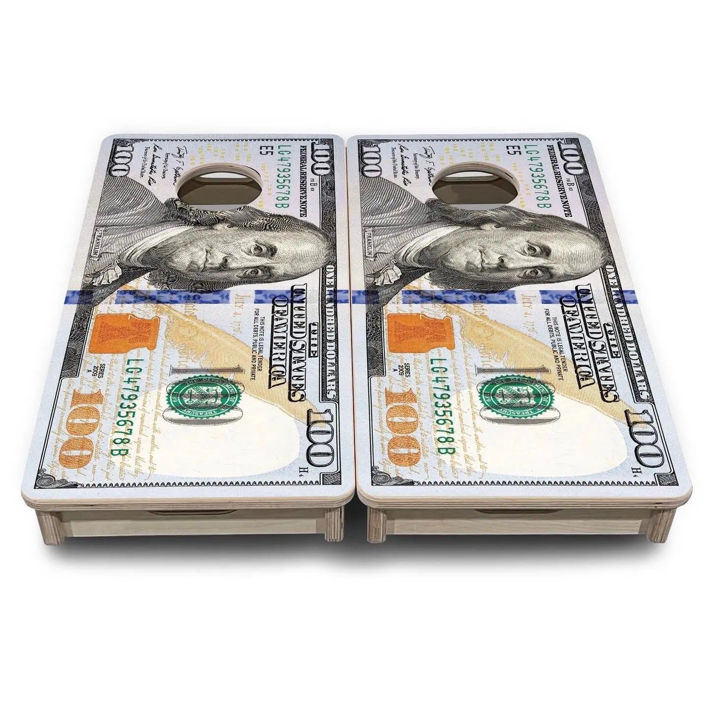 $100 Bill - Mini or Vacation Size Cornhole Boards by Cornhole Solutions, custom cornhole board detail photo 2