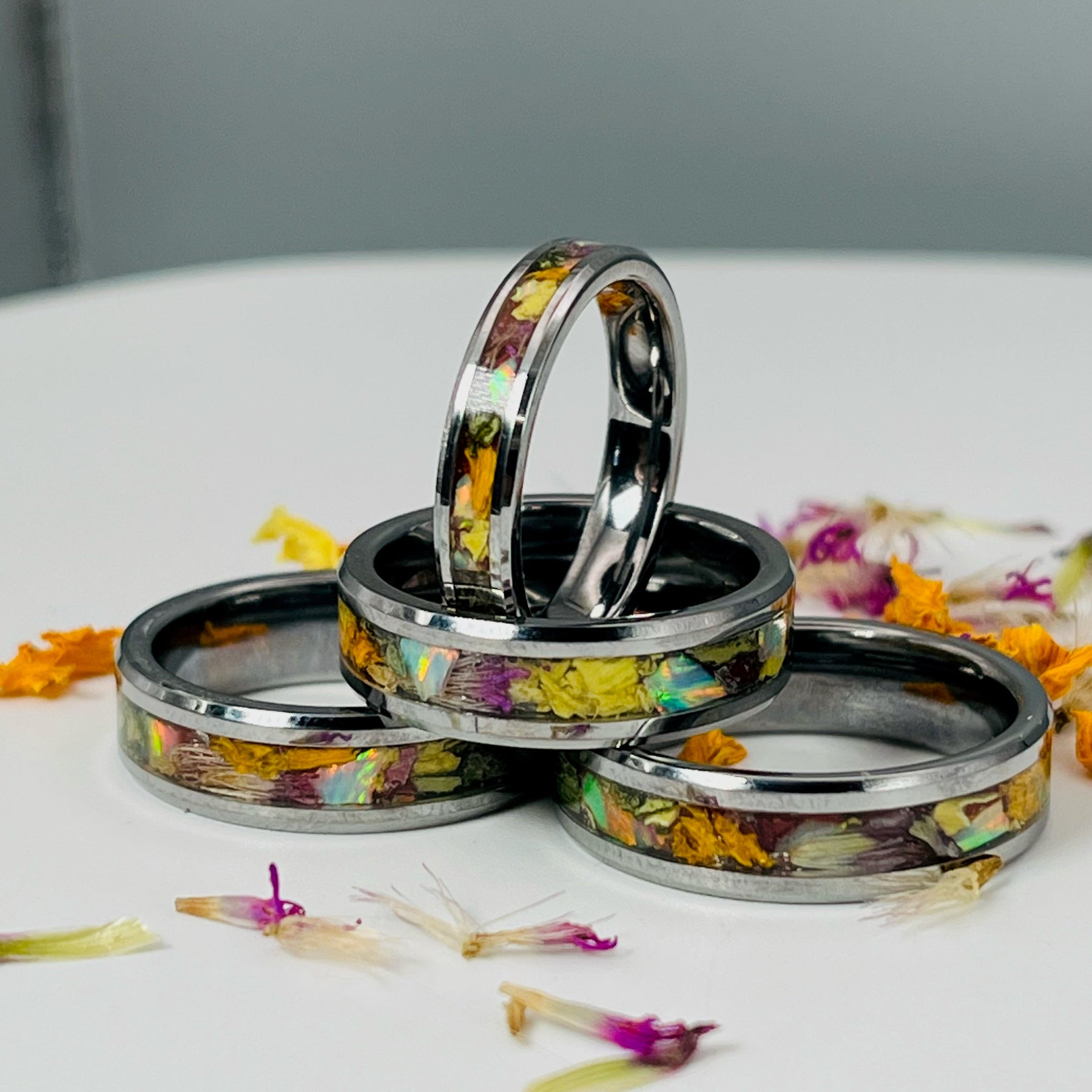 Dried Flowers & Opal Ring ~ Handmade with the Flowers You Send