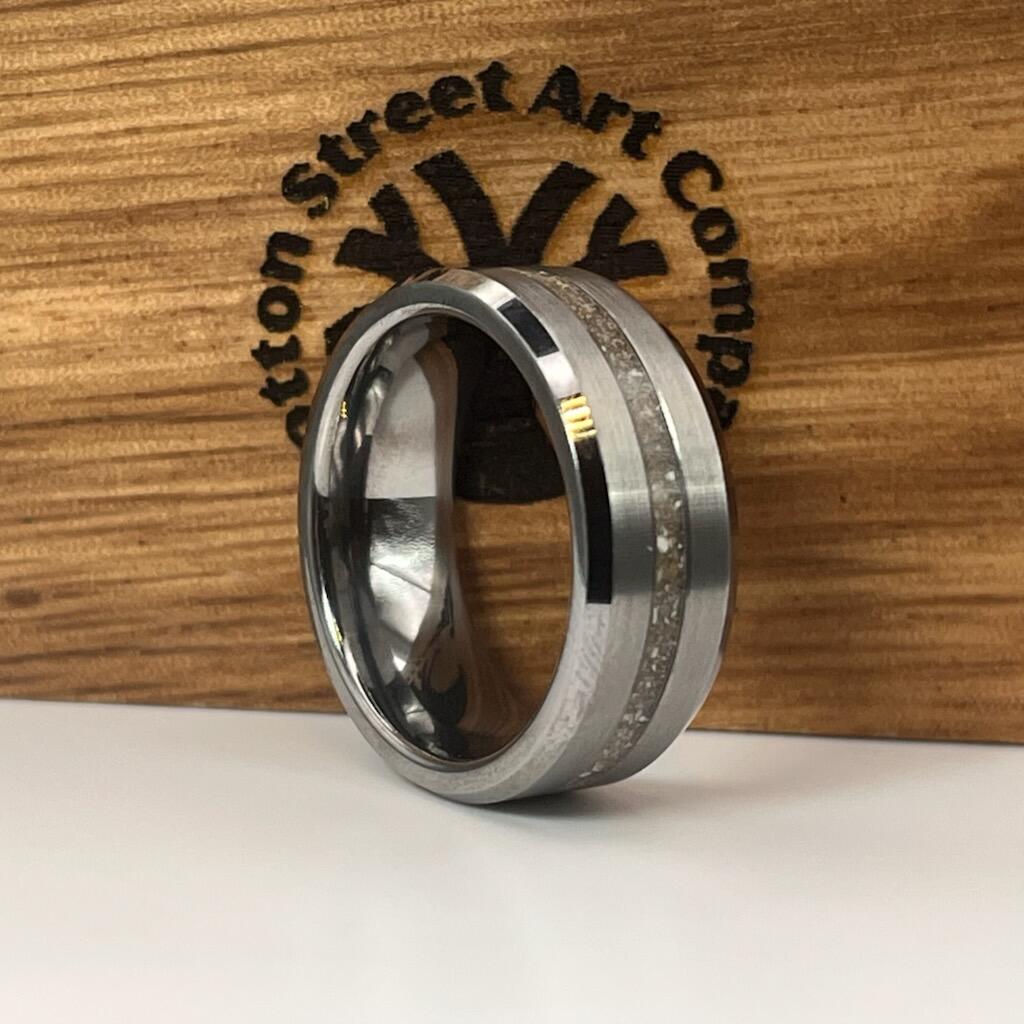 Thin Line of Love Tungsten Memorial Ring by Cotton Street Art Company, handmade jewelry main product photo
