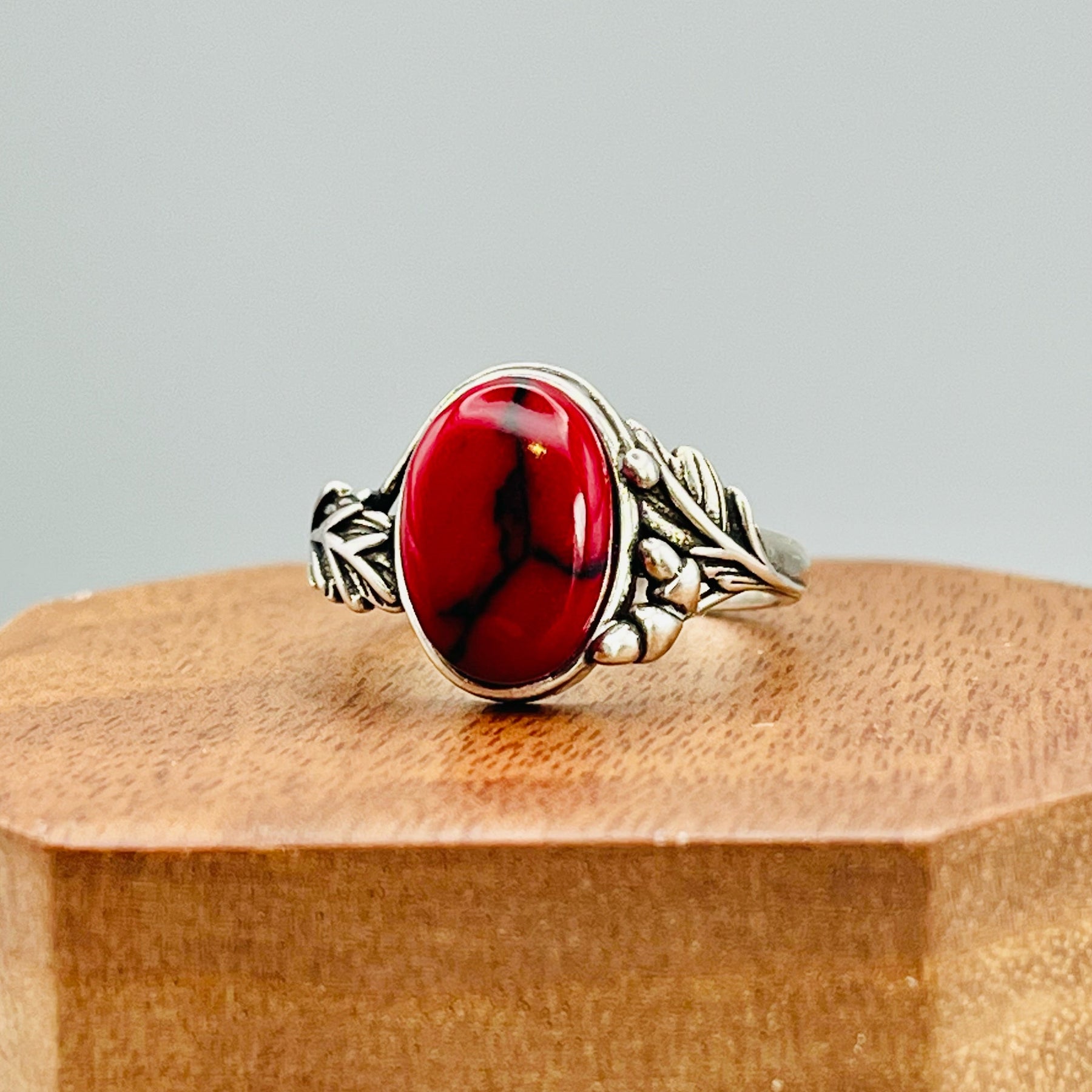Red Jasper Weeping Willow - Tru-Stone Memorial Ring