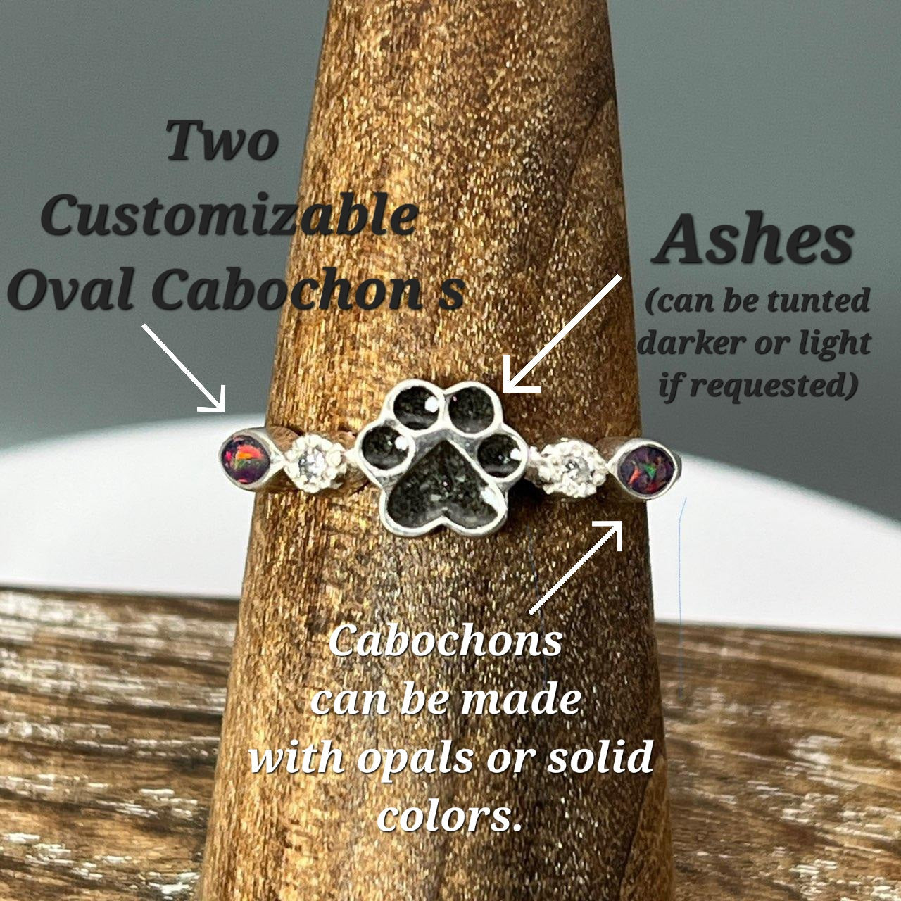 Paw Print Memorial Ring by Cotton Street Art Company, handmade jewelry detail photo 2