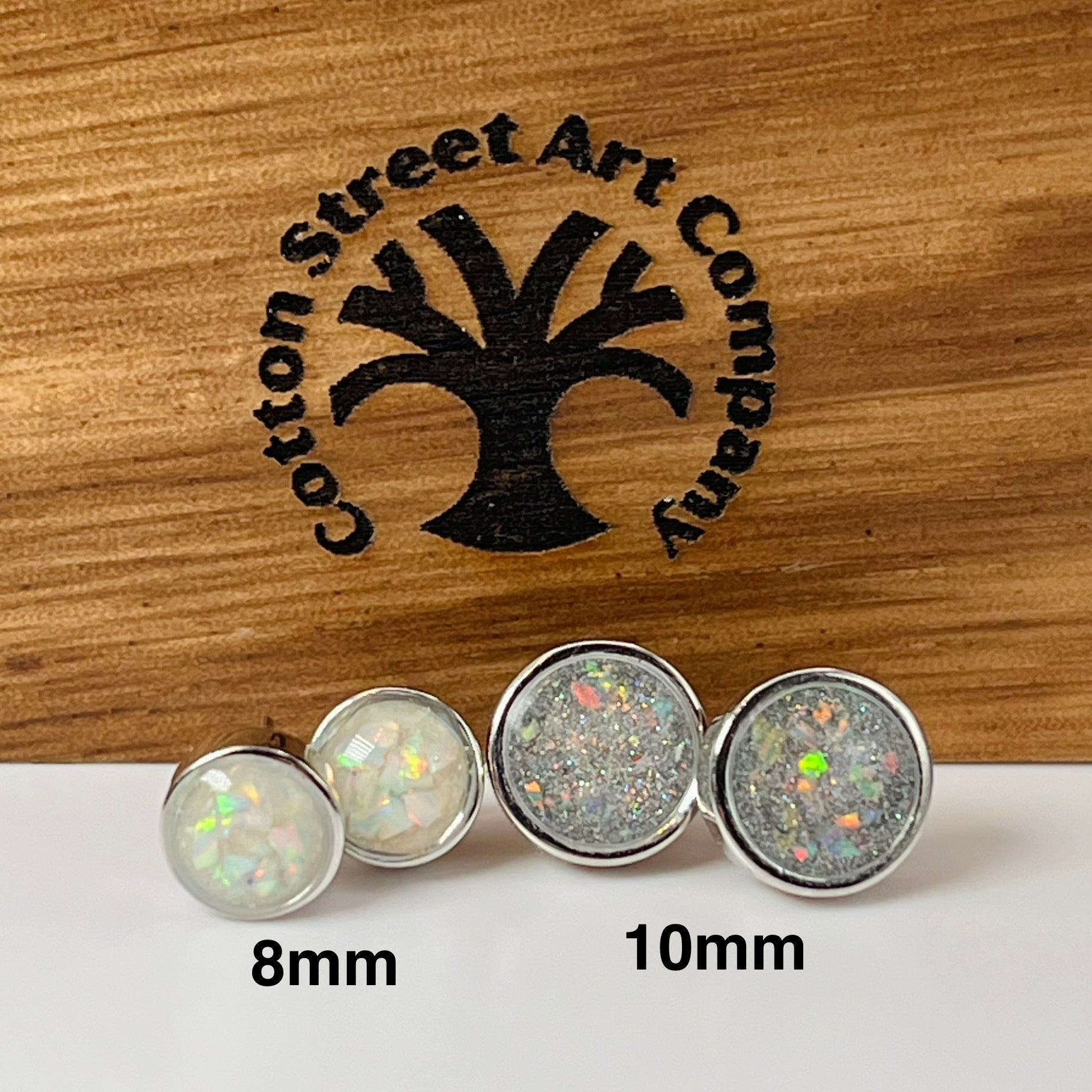Custom Sterling Silver Stud Memorial Earrings by Cotton Street Art Company, handmade jewelry detail photo 2