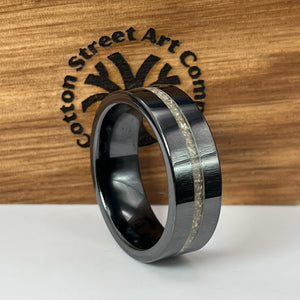 Thin Line of Love Black Ceramic Memorial Ring