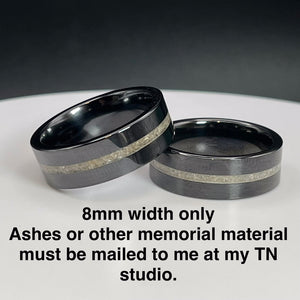 Thin Line of Love Black Ceramic Memorial Ring