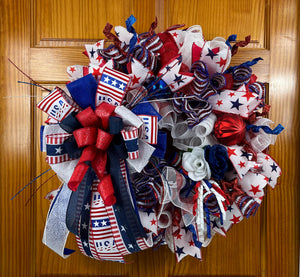 Patriotic 4th of July Wreath | Stars & Stripes Door Decor by Bouge Creations, view 9