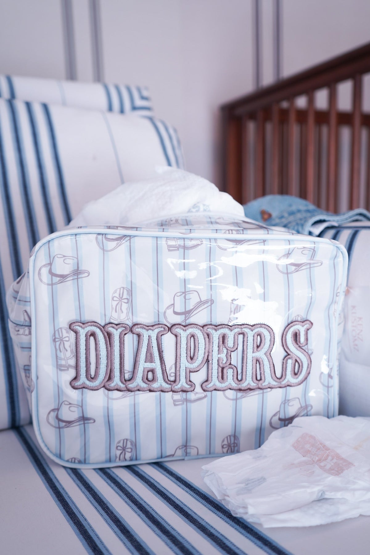 Diapers XL - Western Blues Clear Coat Bag