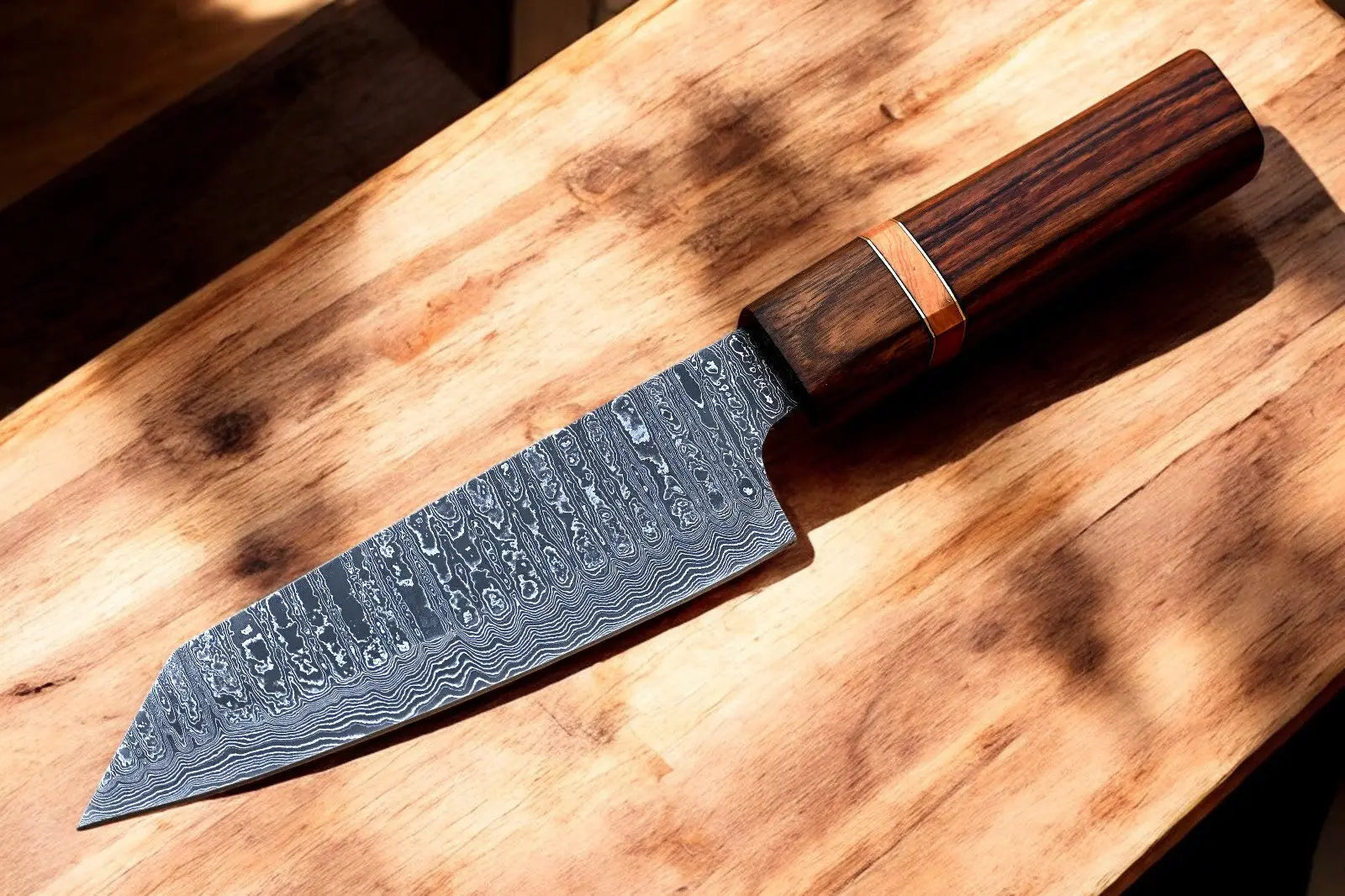 13" Custom Handmade Damascus Chef Knife with Sheath by Damascus Knife Store, leather knife sheath main product photo