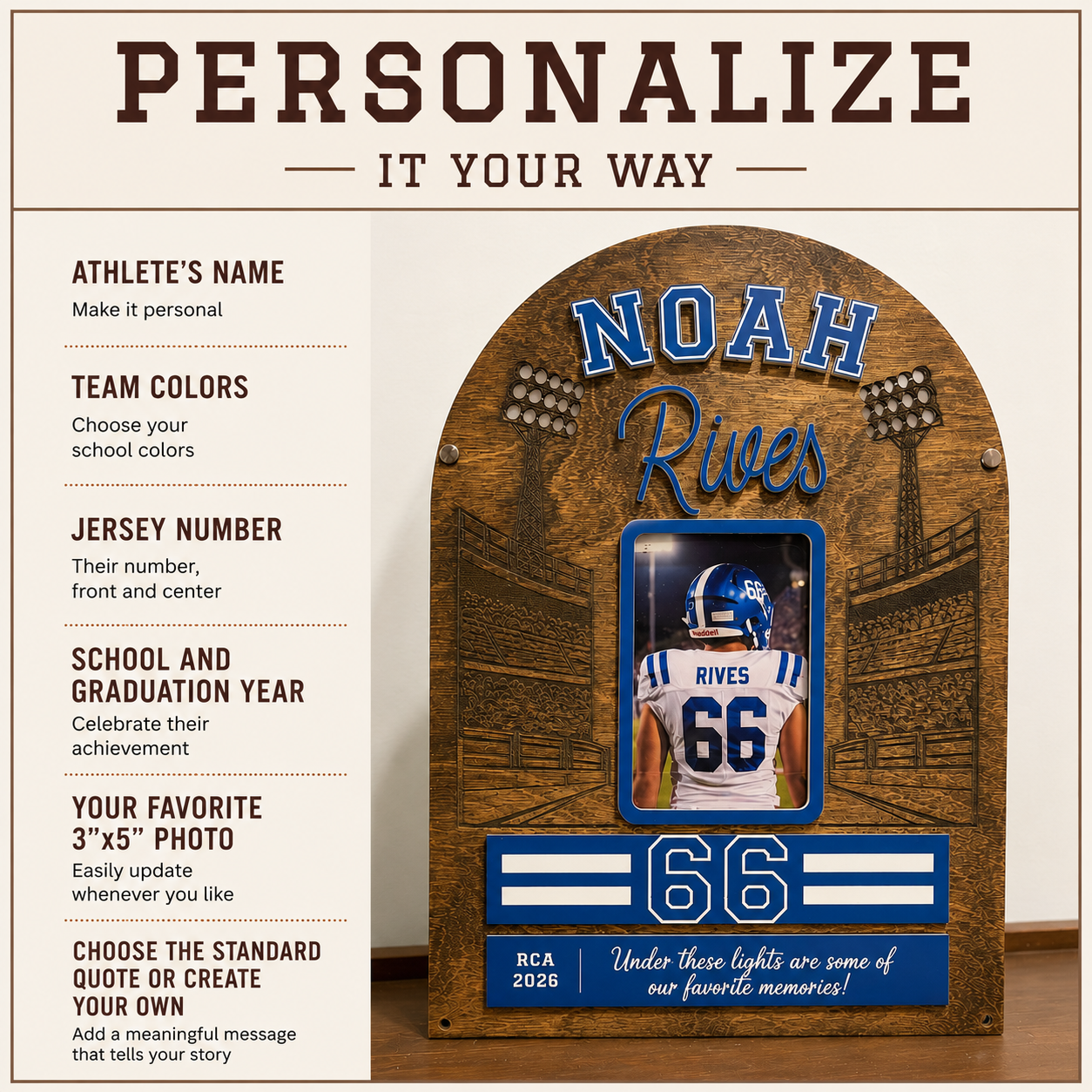 Personalized Football Keepsake Frame – Senior Night Gift