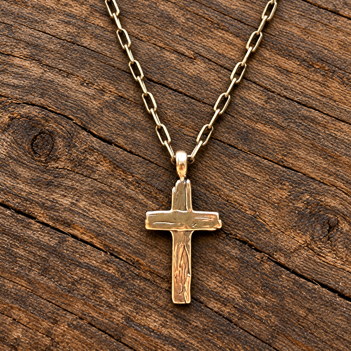 The Weathered Cross - Bronze Christian necklace by Forged By Fire - additional view 4
