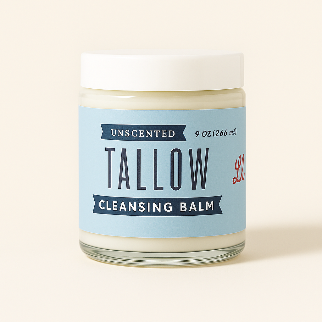 Unscented Tallow Cleansing Balm | Natural Makeup Remover & Deep Moisturizing Cleanser | Grass-Fed Beef Tallow with Castor Oil by The Lady May, scented candle main product photo