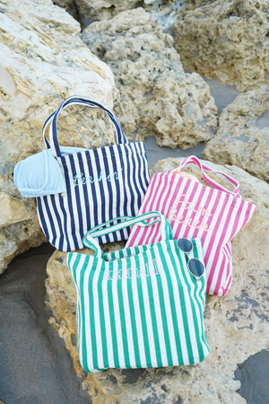Harbor Canvas Striped Tote | Customizable