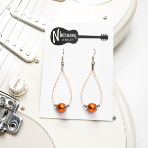 Copper Guitar String Earrings by N Harmony Jewelry, handmade jewelry detail photo 2