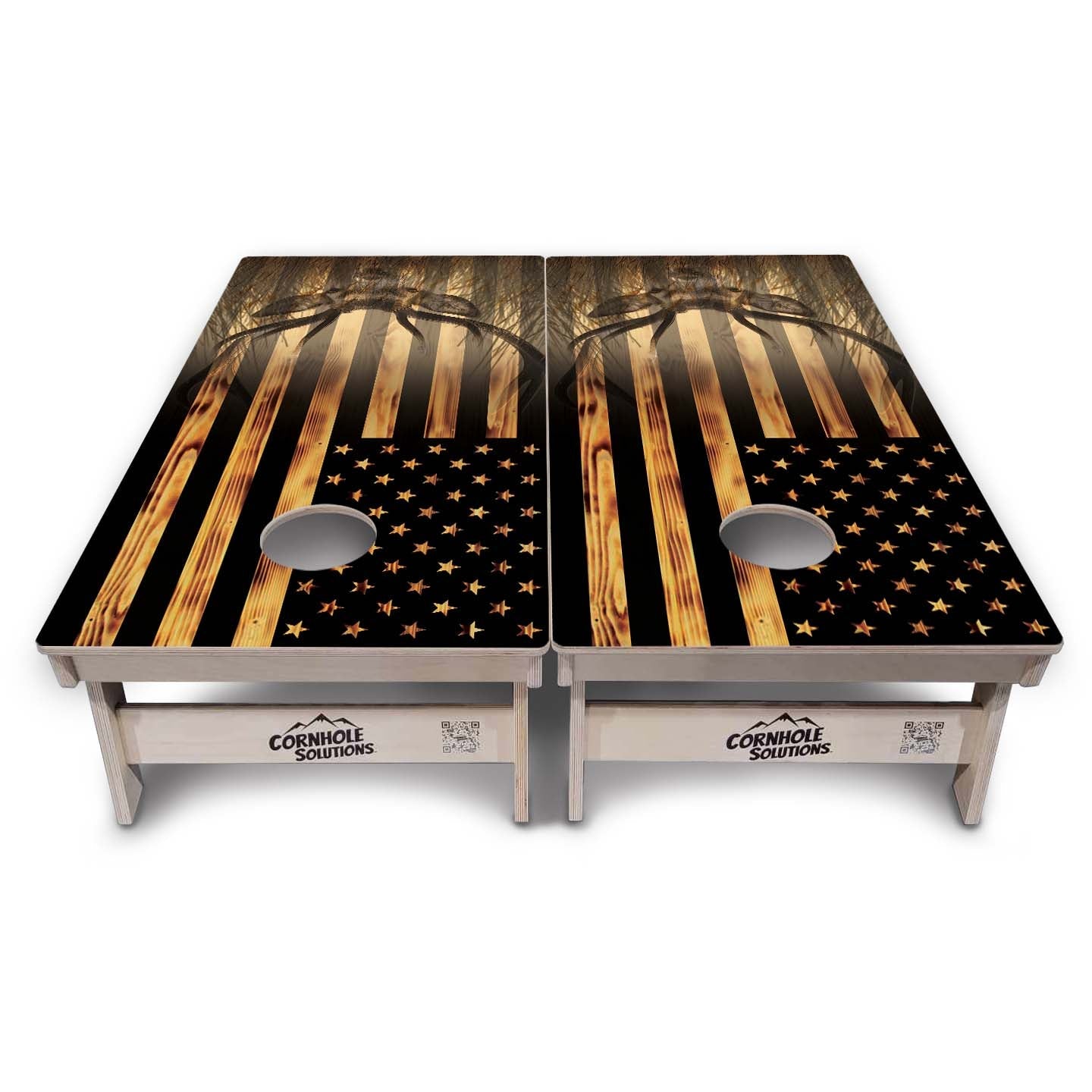 Complete Tournament Cornhole Bundle - Boards, Bags & Carrying Case - Hidden Deer/Fish