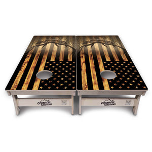 Complete Tournament Cornhole Bundle - Boards, Bags & Carrying Case - Hidden Deer/Fish