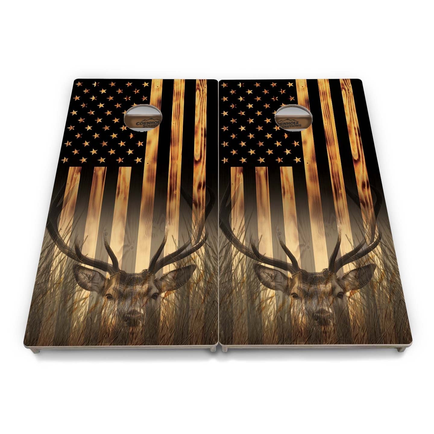 Complete Tournament Cornhole Bundle - Boards, Bags & Carrying Case - Hidden Deer/Fish
