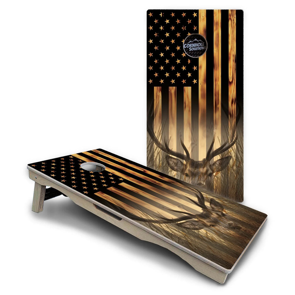 Hidden Deer & Fish Flag Cornhole Boards – Pro Lite or Pro Elite