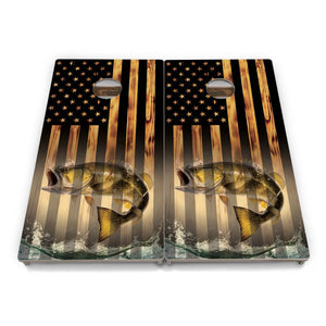 Complete Tournament Cornhole Bundle - Boards, Bags & Carrying Case - Hidden Deer/Fish