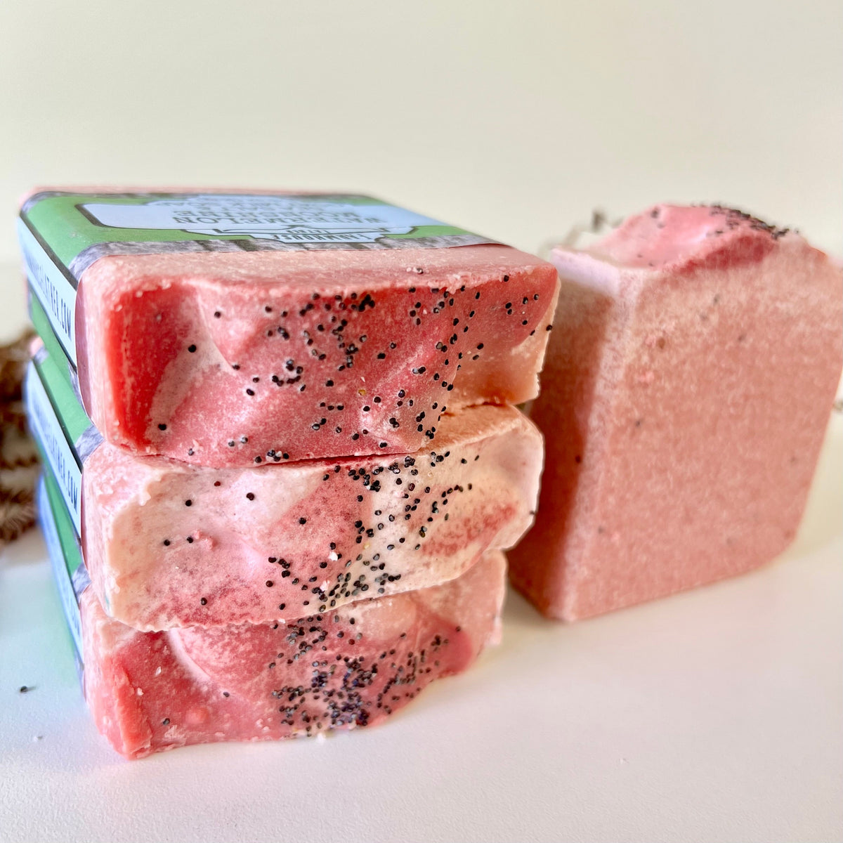 Watermelon Moonshine Sea Salt Bar handmade goat milk soap by Farmhouse Lather – product image 2