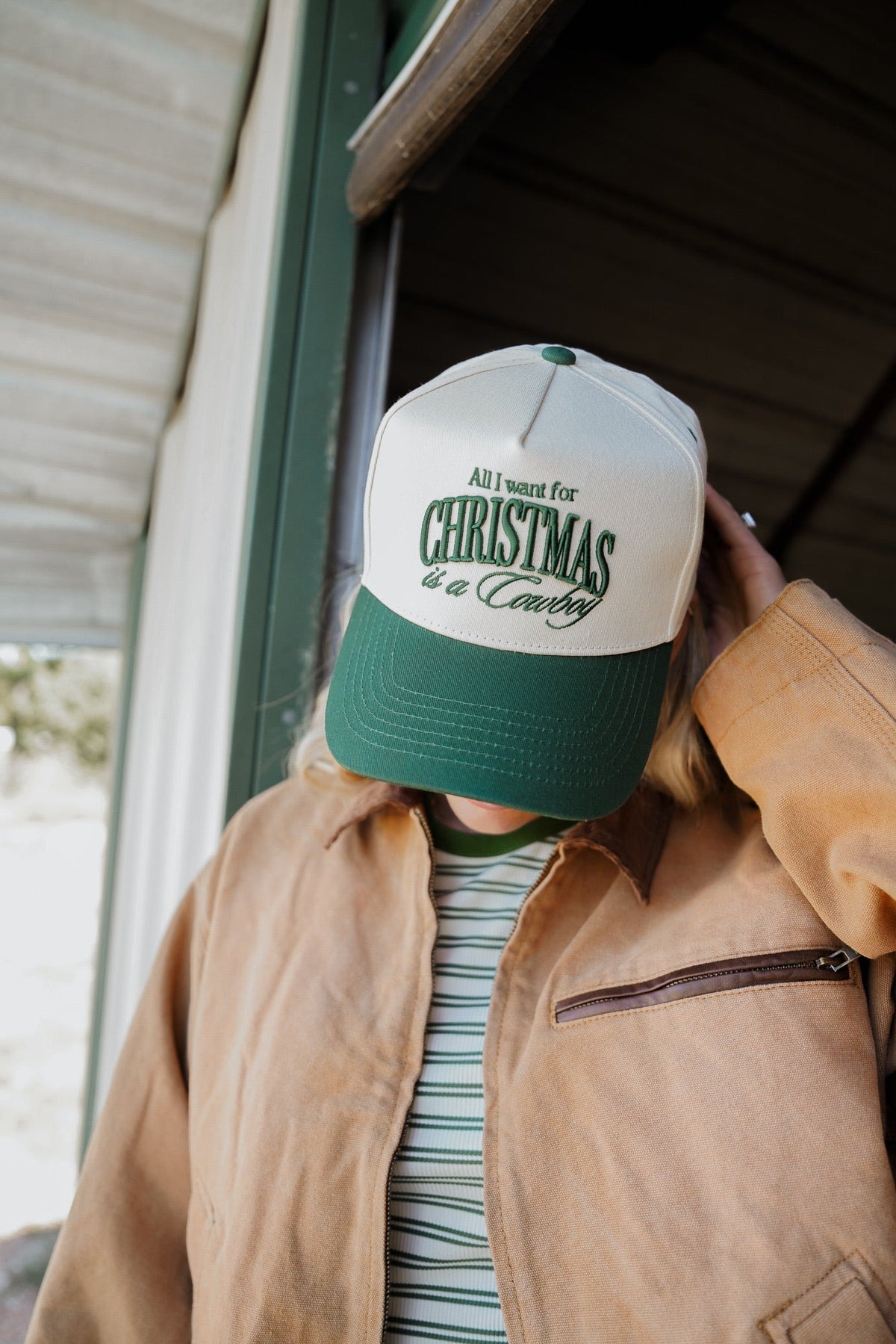 All I want for Christmas is a Cowboy - Green Vintage Trucker Hat by KenzKustomz, view 2