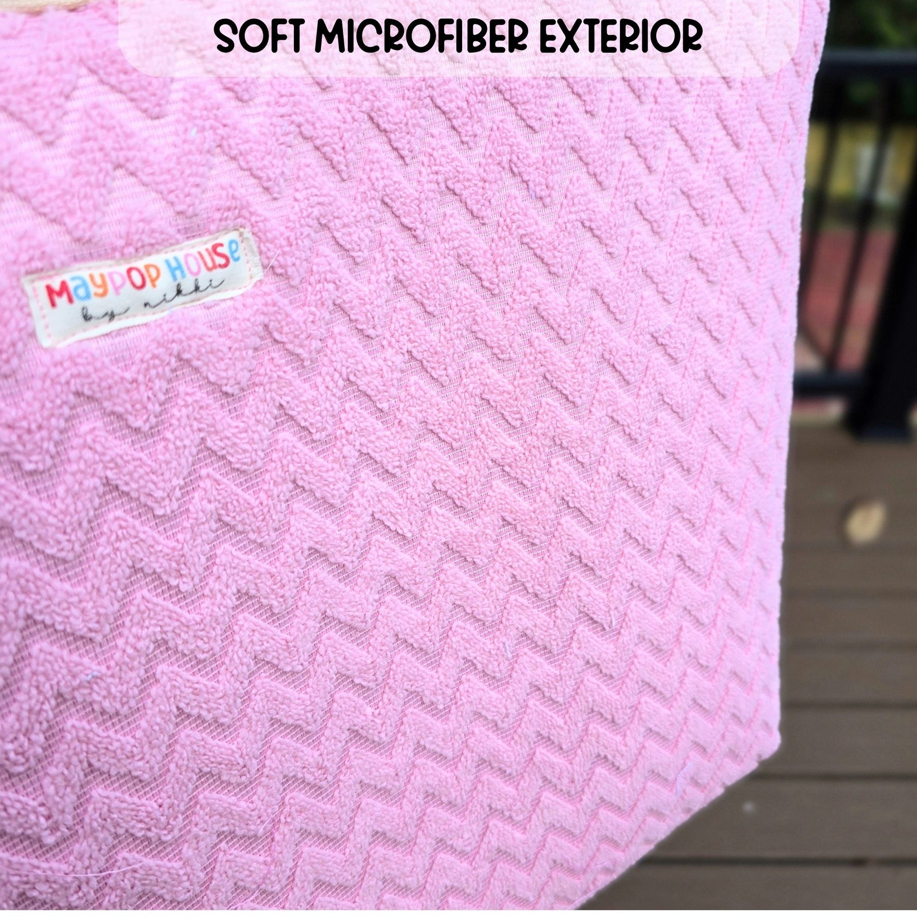 Large Pink Diaper Bag Tote, Handmade Baby Bag with Pockets, Teddy Bear Nursery Bag, Baby Shower Gift by Maypop House Designs, handmade leather goods detail photo 3