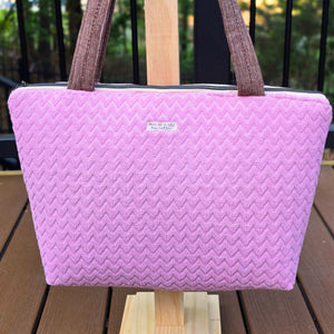 Large Pink Diaper Bag Tote, Handmade Baby Bag with Pockets, Teddy Bear Nursery Bag, Baby Shower Gift by Maypop House Designs, handmade leather goods detail photo 6