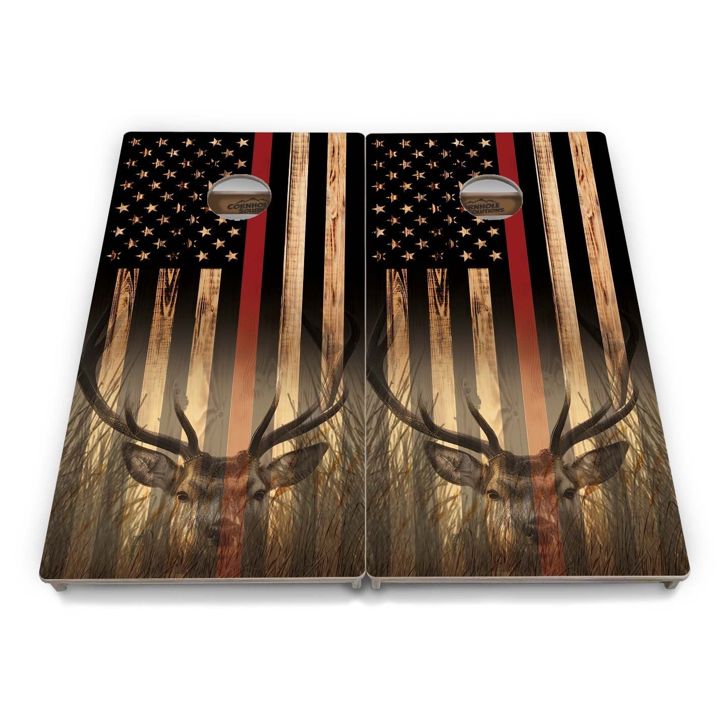Complete Tournament Cornhole Bundle - Boards, Bags & Carrying Case - Hidden Deer/Fish