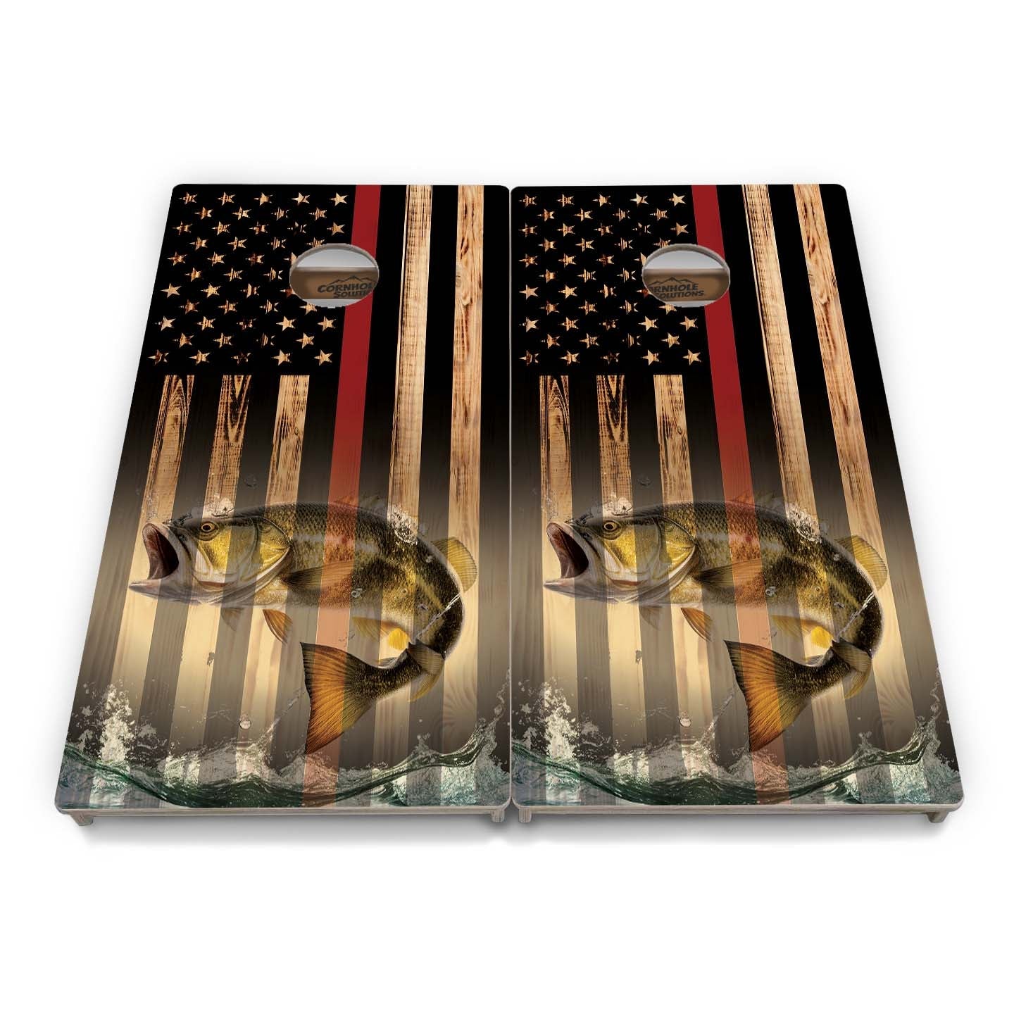 Complete Tournament Cornhole Bundle - Boards, Bags & Carrying Case - Hidden Deer/Fish