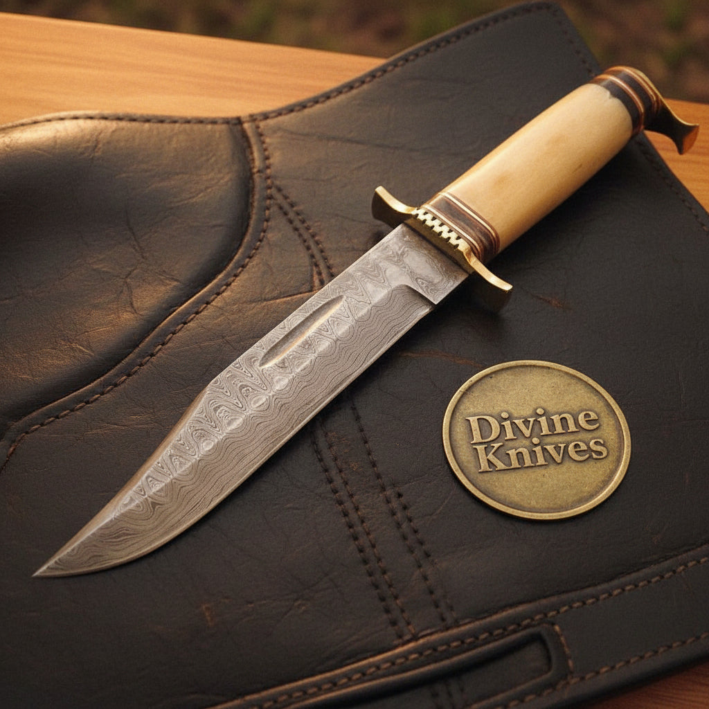 Fileworked Spine Bowie Knife by Divine Knives